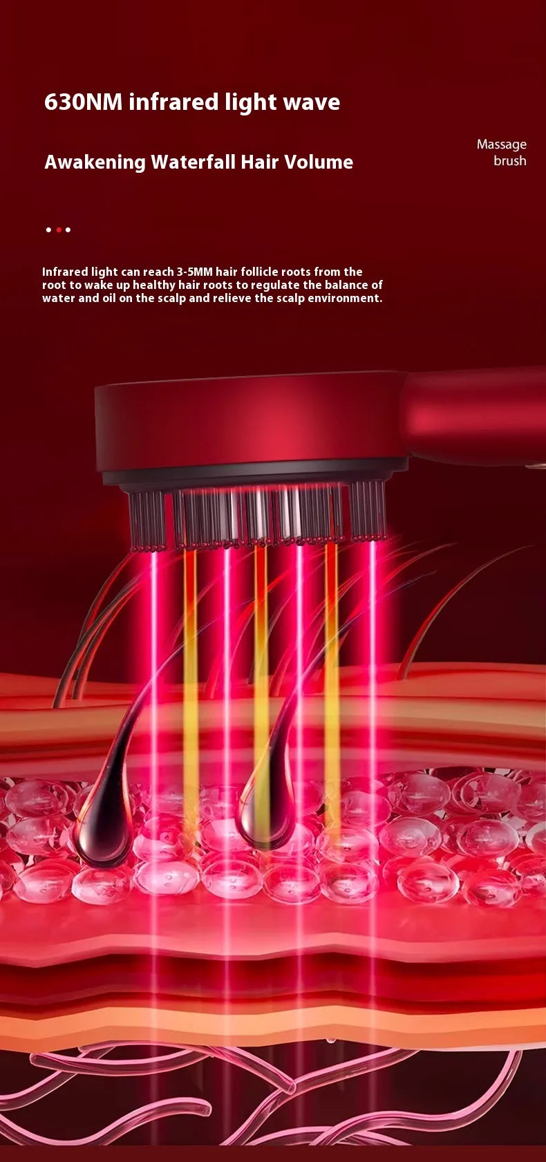 Peine de Masaje Eléctrico para el Cuero Cabelludo – Luz Roja y Cuidado del Cabello